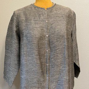Eileen Fisher Elegant  Tan and black Silk Jacket 1x
